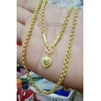 ราคา สร้อยคอทองเหลืองลายห่วงคู่ ขนาดเทียบเท่า 1 บาท (19976906316)