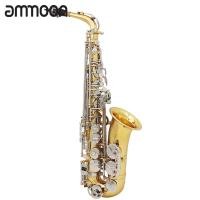 ราคา ammoon Alto Saxophone Sax Glossy Brass Engraved Eb E Flat Natural White Shell Button Wind Instrument with Case Mute Gloves Cleaning Cloth Belt Brush (19644573039)