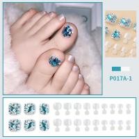 ราคา PINPAI เล็บปลอมเล็บเท้าสั้นแบบกดบนเล็บ24ชิ้นคลุมทั้งหมดปลายเล็บเท้าพร้อมอุปกรณ์ประดับตกแต่งดีไซน์แบบปลอมเล็บเท้า (18455411599)