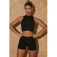 ราคา Nessaj ชุดกีฬาผู้หญิงเสื้อกั๊กมีซิปชุดกางเกงขาสั้นวิ่งออกกำลังกายเลกกิ้งโยคะแอโรบิคยกสะโพกชุดชุดชั้นใน Training Gym (19353076495)