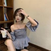 ราคา พร้อมส่ง กทม เสื้อเชิ้ตแขนสั้น เปิดไหล่ ผ้าร่อง เรียบหรู เริ่ดมาก เสื้อปาดไหล่ ชุดไปทะเล สําหรับผู้หญิง (19595194999)
