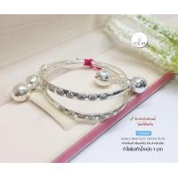 ราคา กำไลข้อเท้าเด็กเงินแท้92 5 กำไลเลเซอร์ลายน่ารักมากๆ สำหรับเด็ก ผูกกระพรวน ขนาด 1 บาททอง ราคาต่อคู่ เรือนเงินแท้ (17899639334)