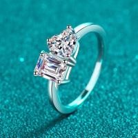 ราคา Smyoue 2cttw Heart Cut All Moissanite Rings for Women Emerald radiant Cut 925 Sterling Silver Female Wedding Ring Wholesale GRA (20575211132)