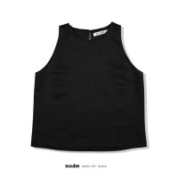 ราคา SUUBE Official Basic top Black เสื้อแขนกุดไหล่ล้ำ ทรงเบสิค ติดกระดุมคอด้านหลัง ผ้าลินินแท้ 100 (20923551633)