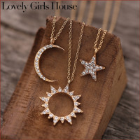 ราคา สินค้าดีที่สุด บ้านสาวน่ารัก สร้อยคอจี้เพชรรูปพระอาทิตย์และดวงจันทร์สุดสร้างสรรค์ใหม่ (4679778782)