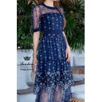 ราคา พร้อมส่ง เดรสยาวงานผ้าลูกไม้ปักทั้งชุด อลังๆ งานป้าย Lady sunshine (20582601171)