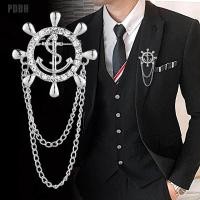 ราคา ร้านแฟชั่น PDBH ลดราคาด่วนเข็มกลัดหางเสือมีพู่สำหรับท่านชายหญิงพลอยเทียมนาวิกโยธินสมอเรือสมอเรือเข็มกลัดตราชุด Boutonniere (19111331091)