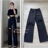 ราคา กางเกงยีนส์ป้าย vintage 9414 ขายดี มี 3 สีนะคะ (17320888588)
