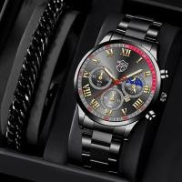 ราคา 2ชิ้นนาฬิกาแฟชั่นผู้ชายสุดหรูนาฬิกาข้อมือควอตซ์สแตนเลสสตีลนาฬิกานาฬิกาข้อมือข้อมือสำหรับผู้ชาย (21170352980)