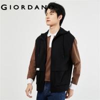 ราคา GIORDANO Men Hoodies Letter Patch Vest Hoodies Zip Through Sleeveless Relaxed Fashion Casual French Terry Hooded Vests 13073690 (20427503454)