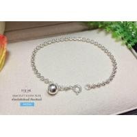ราคา สร้อยข้อมือเงินแท้ ลายเม็ดมะยม ก้นหอย สร้อยงานอิตาลี เรือนเงินแท้ (12858306584)