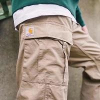 ราคา Carhartt WIP กางเกงลำลองแบรนด์แฟชั่นชุดทำงาน Carhartt WIP กางเกงขายาว re ทรงหลวมมีหลายช่องกางเกงรัดขาสีล้วน (19945393170)