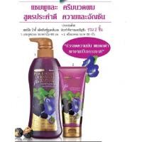ราคา แชมพู สระผม มิสทิน ประคำดีควาย และ อัญชัน ขนาดฝาปั๊ม 400 มล ครีมนวดผม ขนาด 150 กรัม Mistine Makmii (20817546097)