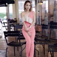ราคา TW17064 จั้มสูทสายเดี่ยวไหล่เดียวแต่งระบายเฉียงขายาว One shoulder one shoulder jumpsuit with diagonal ruffle detail (10632827013)