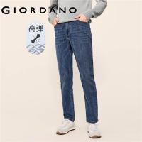 ราคา GIORDANO Men Denim Jeans Moustache Effect Stretchy Mid Rise Denim Pants Classic Five Pocket Casual Tapered Denim Jeans 18112072 (16300459606)
