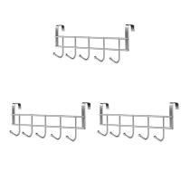 ราคา Over the Door 5 Hooks Home Bathroom Organizer Rack Clothes Coat Hat Towel Hanger Stainless Steel Good Load Bearing (19662118901)
