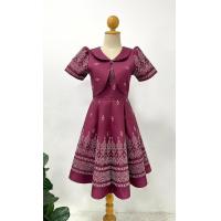 ราคา เดรสผ้าไทยสีแดง ใส่วันคริสมาสต์ (20970757294)