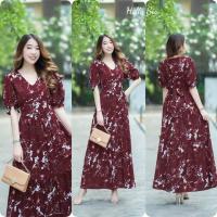 ราคา เดรสยาวคอวีผ้าไหมอิตาลี100d แขนตุ๊กตาปลายแขนจั้ม ชายต่อระบาย (20787597458)