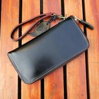 ราคา Leather inc กระเป๋าสตางค์ใบยาวหนังแท้หนังเรียบ รุ่น B005 21 สีเขียวเข้ม (19633395133)