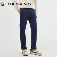 ราคา GIORDANO Men Jeans Letter Embroidery Five Pocket Denim Jeans Mid Rise Quality Zip Simple Fashion Casual Denim Pants 01113069 (20237111798)