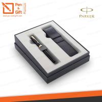 ราคา สลักชื่อฟรี PARKER Gift Set ชุดปากกาหมึกซึม ซองหนัง PU ป๊ากเกอร์ ซอนเน็ต กิ๊ฟเซ็ต ดำคลิปทอง PARKER Gift Set Sonnet Fountain Pen PU Pen Pouch Gift Set ปากกา PARKER (17978581553)