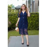 ราคา เดรสแขนสั้นคอวี ผ้าลูกไม้ฝรั่งเศส แต่งกระดุมหน้างานลูกไม้ฉลุลายสวยๆ มีซับใน มีซิปหลัง เดรสชายตัด ช่วงแขนพองๆ (21267170927)