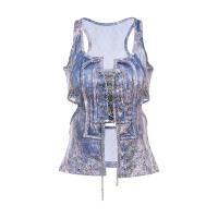 ราคา น่ารัก Y2K สีสันชวนฝันพิมพ์ลาย3D แขนกุด Camisoles ออกแบบโซ่เสื้อลำลองแฟชั่นผู้หญิงบาง (21102018023)