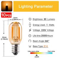 ราคา หลอดไฟ LED E12 E14ขนาดเล็กวินเทจ1W T22หลอดไฟหลอดแก้วสีเหลืองอำพัน220V หลอดไฟหลอดไฟประหยัดพลังงาน90 สีขาวนวลอบอุ่นสีขาว10แพ็ก (20457207992)