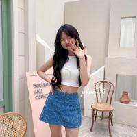 ราคา GS พร้อมส่ง กางเกงกระโปรงยีนส์ลายดอกไม้ (19291387942)