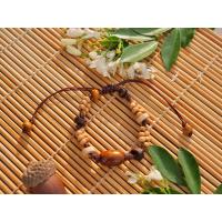 ราคา กำไลข้อมือถักเชือกเทียน กำไลเชือกถักวินเเทจ ลูกปัดไม้ (20405667852)