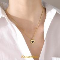 ราคา Kemstone สร้อยคอจี้รูปหัวใจสีดำชุบทองทำจากสแตนเลสของขวัญสำหรับผู้หญิง (20005633993)