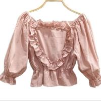 ราคา เสื้อครอปแฟชั่น ปาดไหล่ แต่งหัวใจ (17487735396)