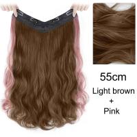 ราคา 55cmV รูปผมหยิกยาวสังเคราะห์ไฮไลท์แขวนหูต่อผมสีชมพูสีเทาสีฟ้าชิ้นเดียวที่มองไม่เห็นต่อผม (15697970716)