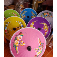 ราคา ร่ม รัศมี 10 นิ้ว ร่มเชียงใหม่ ร่มบ่อสร้าง ร่มผ้าแพรวาดลายดอยไม้ ร่มบ่อสร้าง ร่มล้านนา รัศมี 10 นิ้ว (20916699120)