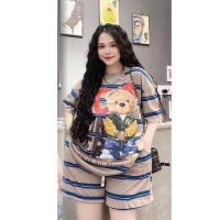 ราคา S170 ชุดเซ็ท2ชิ้นแขนสั้นขาสั้น พิมพ์ลายน้องหมีhiphopกางเกงมีเชือกรูดมีกระเป๋าข้าง ผ้าคอตตอลผสม (21326965487)