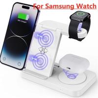 ราคา แท่นชาร์จไร้สายแบบ4 in 1สำหรับ iPhone 15 14 13 12 S23 Samsung S22อัลตร้าโน๊ต Galaxy Watch แท่นชาร์จเร็วพับเก็บได้ (21170852941)