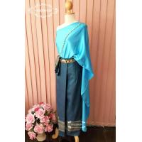 ราคา ชุดไทย ผ้าสไบ ชุดเพื่อนเจ้าสาว แบบผ้าถุงจับหน้านาง เนื้อผ้าอย่างดี ชุดแม่การะเกดสวยหรูมากค่ะออเจ้า หรูหรามาก (5581160240)