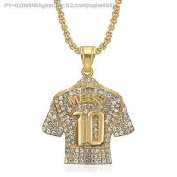 ราคา SZN 316L Stainless Steel Titanium gold plated Crystals football MESSI Messi 10 jersey pendant necklace 24in Necklace (20402647007)