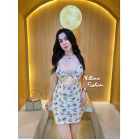 ราคา ชุดเดรส สายเดี่ยว เว้าท้อง ผ้า ITY พิมพ์ลาย ผ้าเด้งนุ่ม ยืดหยุ่น ใส่สบายมาก (20313069295)