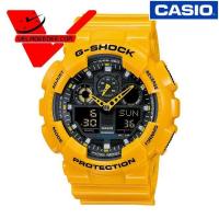 ราคา นาฬิกา Casio G SHOCK ประกัน CMG ศูนย์เซ็นทรัล1ปี GA 100A 9A นาฬิกาข้อมือผู้ชาย สายเรซิ่น รุ่น GA 100A 9ADR สีเหลือง Veladeedee (5386584045)