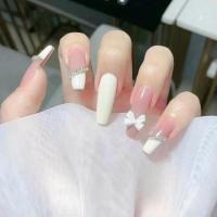 ราคา เล็บปลอมสีชมพู ขาว ทรงนี้สวยมากค่ะ (20879045872)