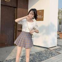 ราคา Kiyomi กระโปรงเกาหลีกระโปรงเทนนิสเอวสูงสีทึบกระโปรงจีบนักเรียนกางเกงขาสั้นกระโปรงซับใน 1 4 วันจัดส่ง (20849333553)
