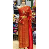 ราคา ชุดไทยผู้หญิง สไบปักมุก โทนสีแดง (20570025168)