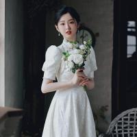 ราคา Cheongsam 2023รุ่นใหม่ชุดขนมปังปิ้งชุดหมั้นย้อนยุคคนตัวเล็กสามารถสวมใส่ได้ (20954285114)