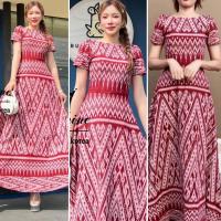 ราคา ชุดเดรสผ้าไทยลายวิจิตร เดรสใส่ออกงาน เดรสลายไทยสวยๆ (20393115155)