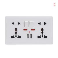 ราคา UNI Hot Sale Wall Power Socket Universal 5 Hole 2 1A Dual USB Charger Port Socket (10896026163)