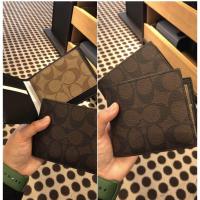 ราคา กระเป๋าสตางค์ชาย COACH Double BILLFOLD WALLET IN SIGNATURE CANVAS แบบมีไส้และแบบไม่มีไส้ (19421785012)