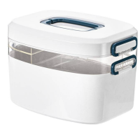 ราคา กระเป๋าพลาสติกพกพาสะดวกกล่องยาอเนกประสงค์ 2 ชั้น DoubleA กล่องปฐมพยาบาลสำหรับใส่ยารักษาโรคกล่องยา (19034859138)