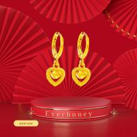 ราคา Everhoney สไตล์เกาหลี Hoop Dangle Gold Plated Heart Drop ต่างหูสำหรับผู้หญิง Teen Girls (16237000656)