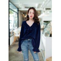 ราคา LAPIS FASHION เสื้อผ้าแฟชั่นผญ คอวี ระบาย ผ้าอัดพลีท Freesize Oversize ราคาถูกที่สุด No 028 (7736054690)